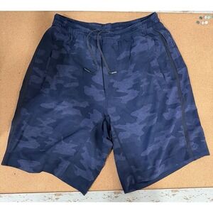 Lululemon T.H.E. Shorts Blue Camo 9" Inseam Linerless Men Small Read Repair